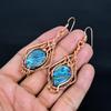 Rainbow Calsilika 999 Copper Wire Wrapped Earrings, Handmade Gemstone Jewelry Earrings For Memorial Day