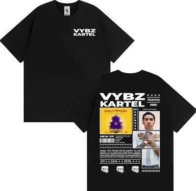 Rapper Vybz Kartel Album Tour 2025 Merch T Shirts Men Women Vintage Hip Hop High Street Tshirts Summer Tops 100 Cotton Tshirt