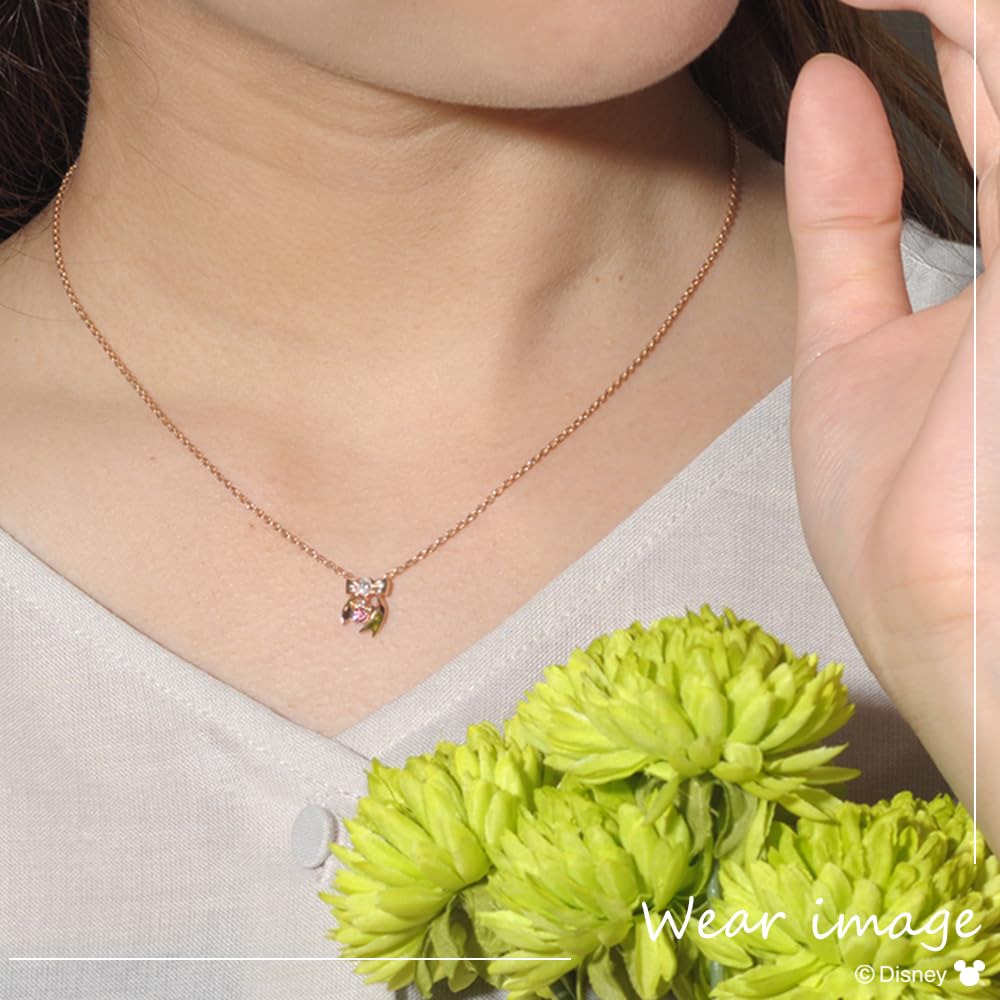 Minnie Silver Pendant Necklace Pink Gold Coated Cubic Zirconia [Disney] (VPCDSW0044)