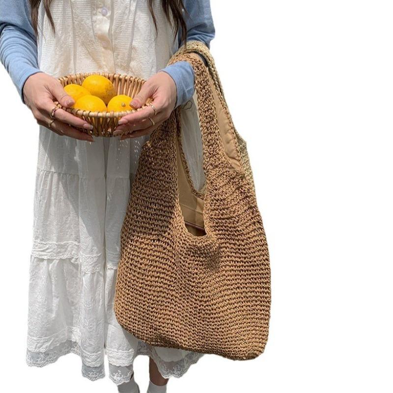 2026 New Fashi Vacati Straw Bag, Large Beach Shoulder Bag, Tote Bag, Large Capacity Casual Handwoven Handbag