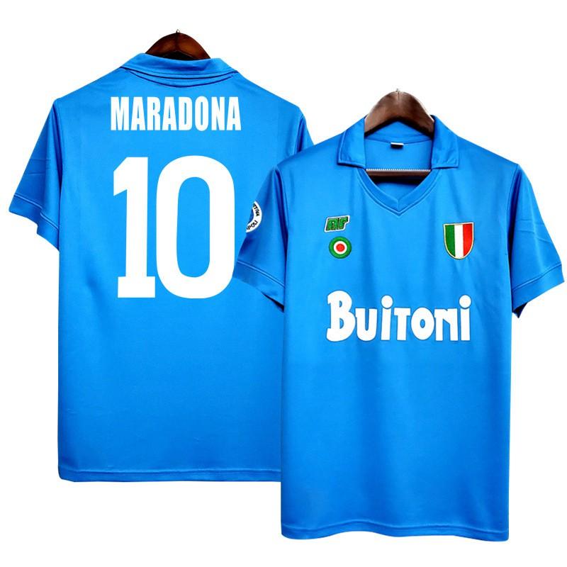 Napoli Diego Maradona 1987-88 Maglia da Allenamento Calcio Casa Retro Manica Corta Unisex Adulto
