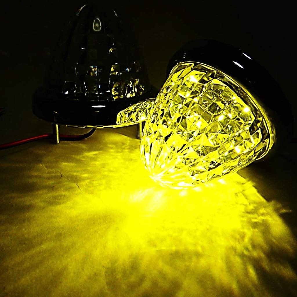 24V LED Marker Lamp Side Marker Plated Ring Truck Supplies Set of 4 (Yellow)