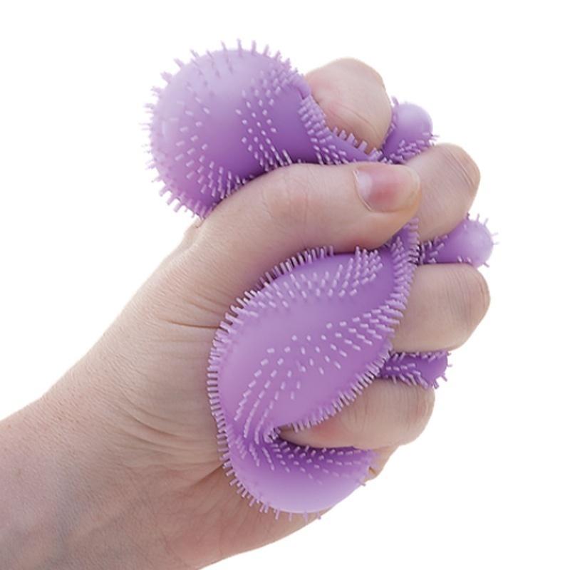 Needoh Spiky Fuzz Ball Soft TPR Slow Bounce Smiley Squeeze Toy Stress Calming Fidget Toy Desktop Decompression Stretchable Relax