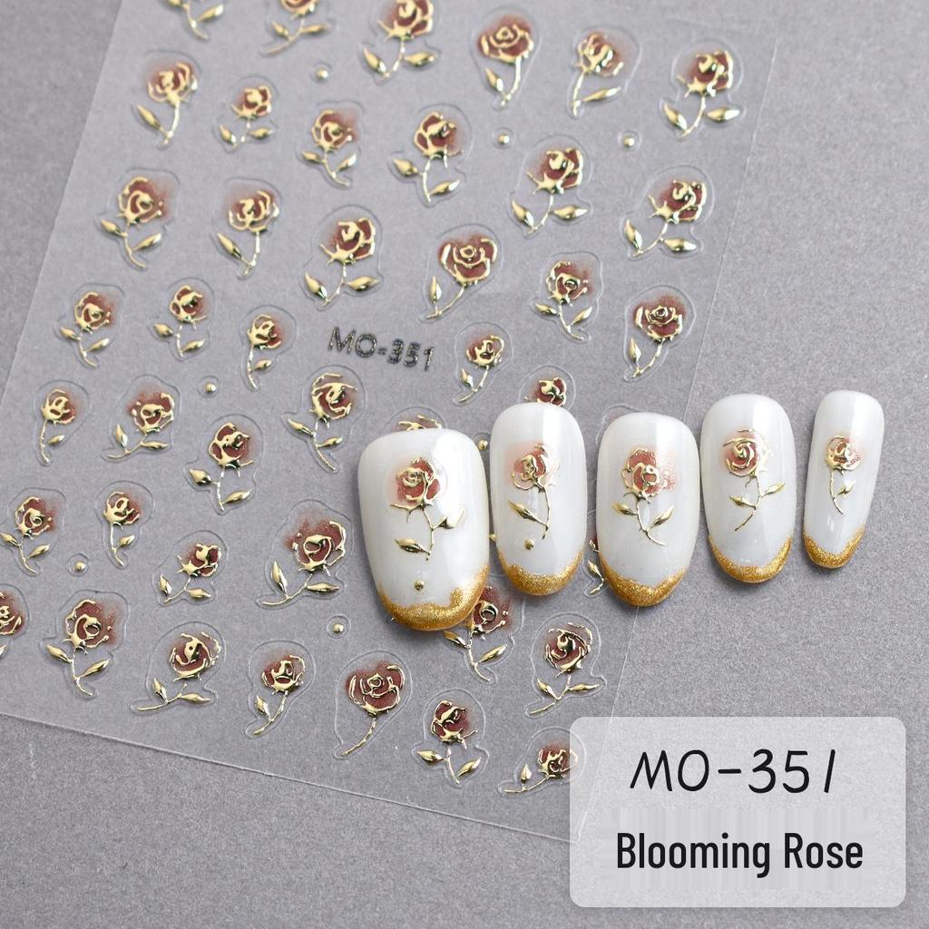 Little Red Book 3D Gilded Wild Rose Nail Art Stickers