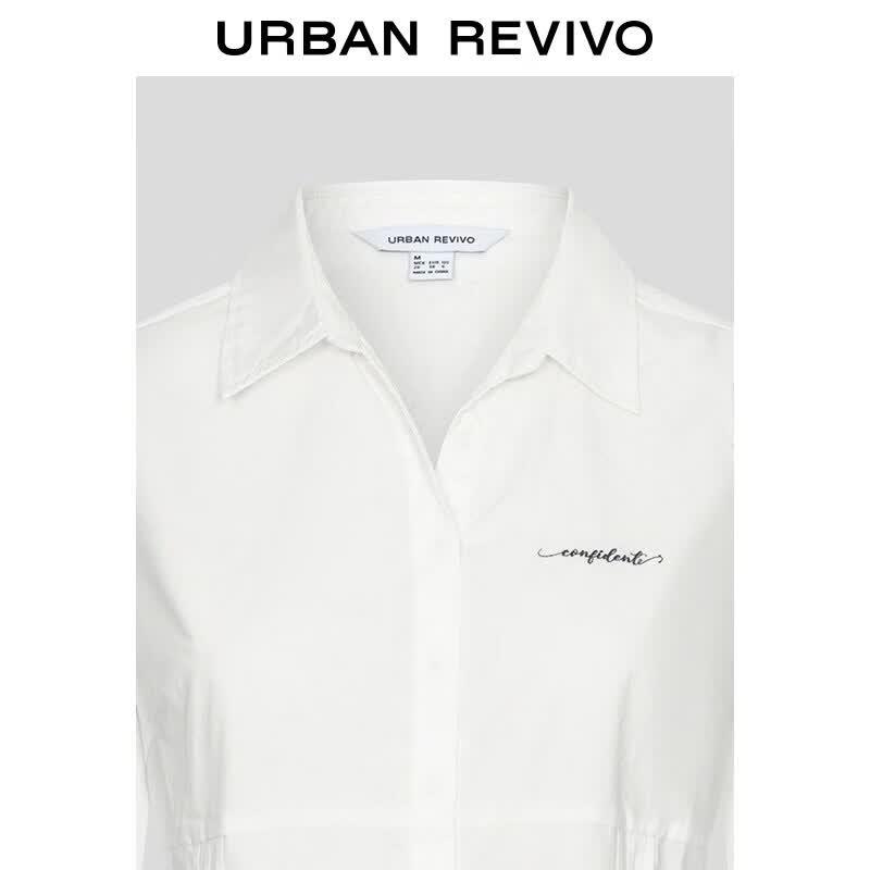 UR2026 Women's Embroidered Pleated Button-Front Shirt