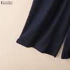 ZANZEA Women Casual Elastic Waist Loose Summer Capris Pants