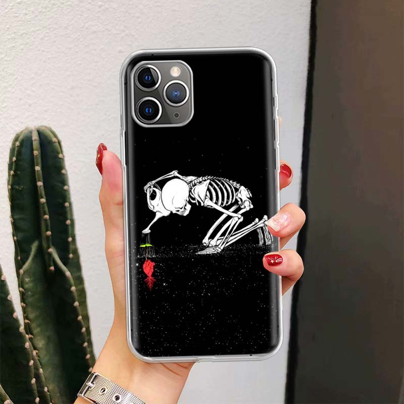 Spooky Skull Funny Dance Skeleton For iPhone 17 Air 16 15 14 Plus 13 Mini 12 11 Pro Max Phone Case 16E 7 Print 8 SE Fundas Cover