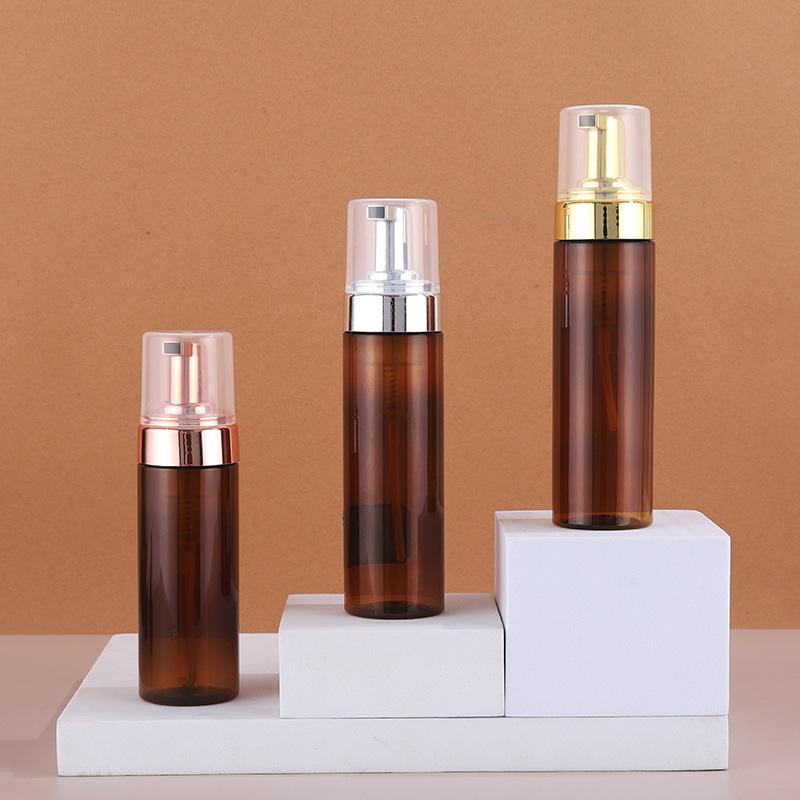 42mm Mouth Empty PET Foam Bottle Set: 150ml Cleansing Mousse, 200ml Foamer, 120ml, and 100ml Foam Bottles.