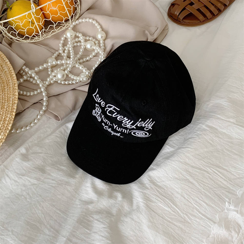 

Korean shopping agent for niche designer items23Cute Bear Solid Color Letter Embroidery Soft Top Curved Brim Baseball Cap Black M（56-58cm）