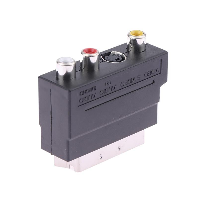 21Pin Scart Adaptor Av Block To Rca Phono Composite S-Video With In/Out Switch Scart Adaptor Av Block