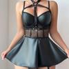 Sexy Fashion PU Strap Slim-fit Nightclub Bodysuit Lingerie for Women