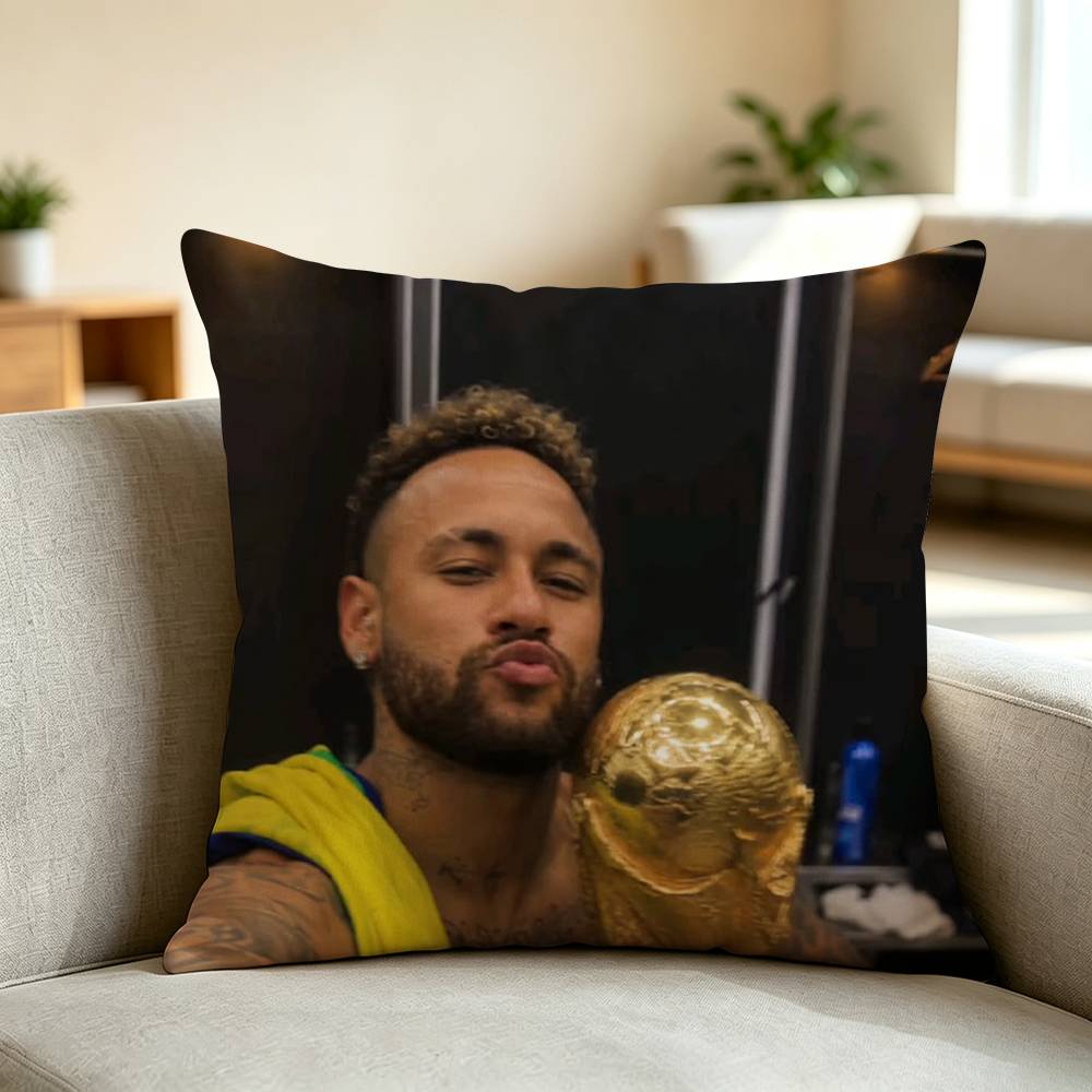 N-Neymar Jr F-Football Athlete Pillow Case Square Double-Sided Sofa Cushion Cover Bedroom Bedside Pillow