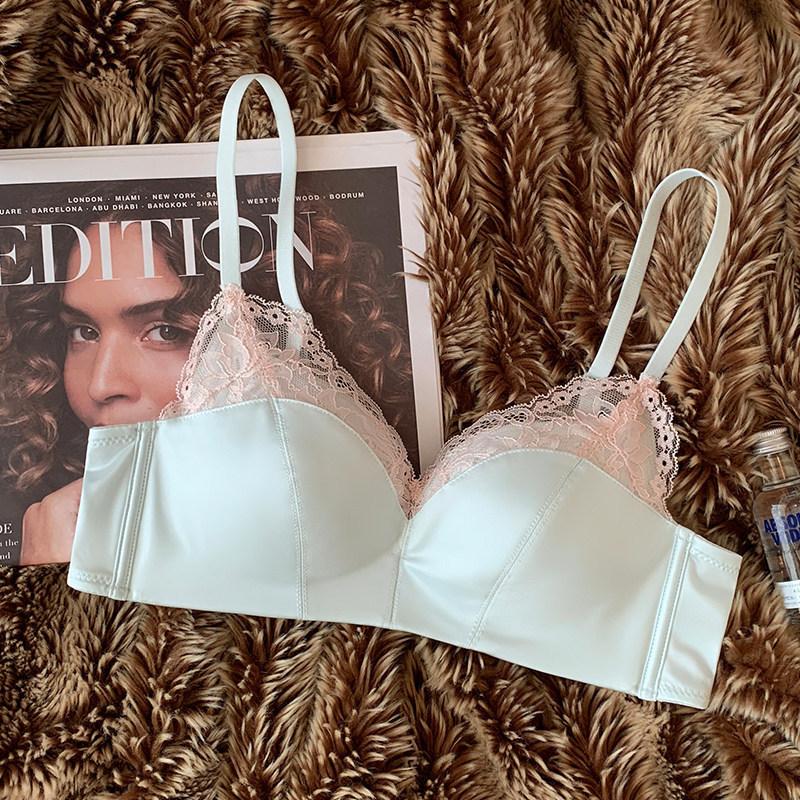 Small breasts gather underwear women's soft and comfortable pure lace bra no steel ring anti-sagging breast bra set
