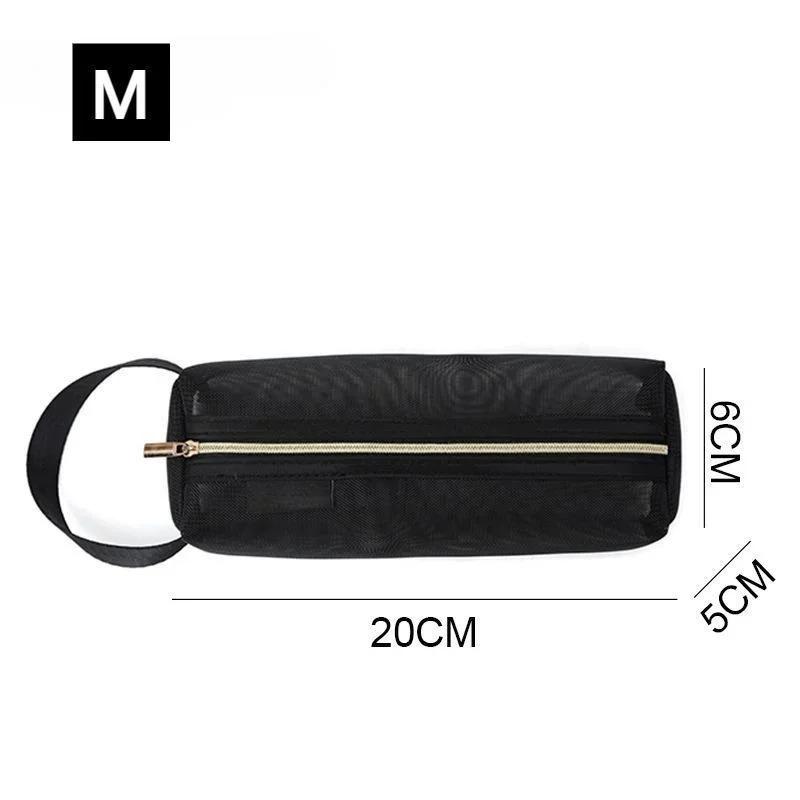 Mesh Transparent Cosmetic Bag Portable Black Travel Storage Bags Women Lipstick Storage Pouch