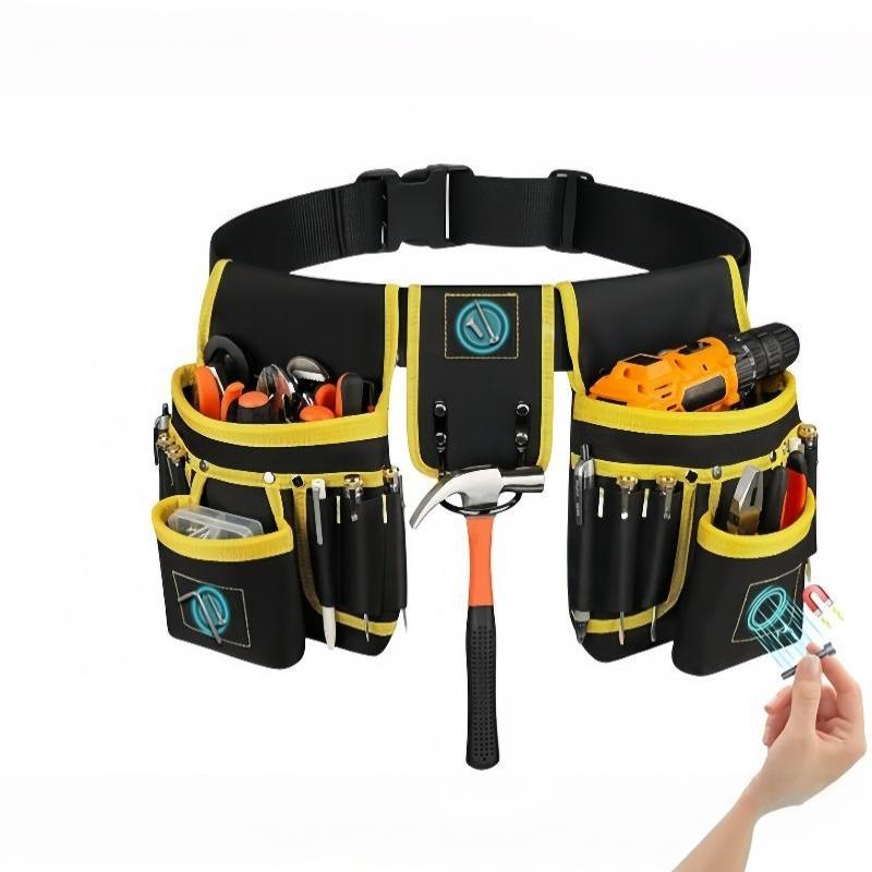 Heavy Duty Oxford Tool Belt With Multiple Functional Pockets Adjustable Waist Strap For Carpenters Home Repair Work