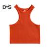 Women Running Vest O-Neck Sleeveless Short Tank Tops Solid Color Ribbed Elastic Fitting Quick Drying Racer Back Vest