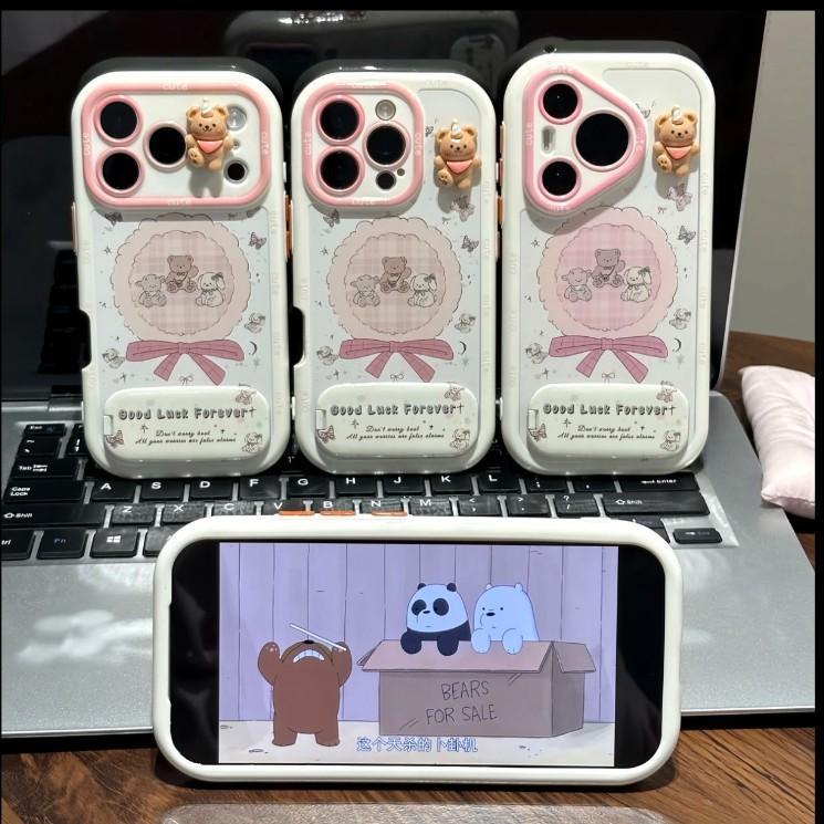 Cute Muppet Bear Holder Suitable for Huawei mate70pro Mobile Phone Case Pura80nova14/13 Honor