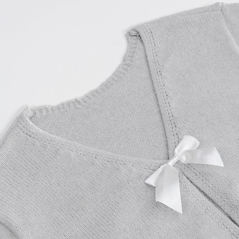 French Sweet Bow Decor Loose Long Sleeve Sweater Women S Fashion Knitwear