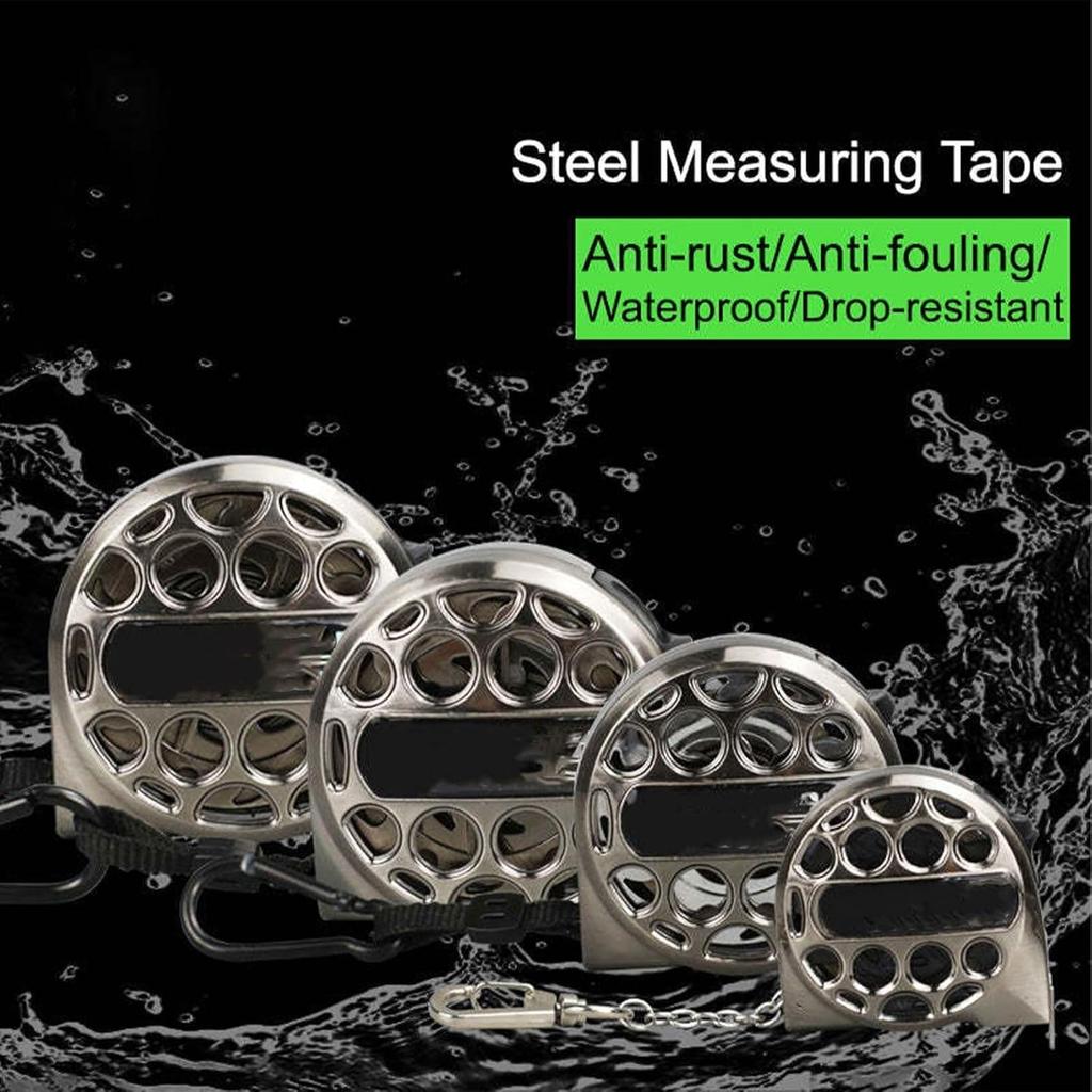 Stainless Steel Measuring Tape, 9.8/16/25Ft Hollow Retractable Tape with Double-Sided Scale, Anti-Fall Wear-Resistant Waterproof Rustproof Measure