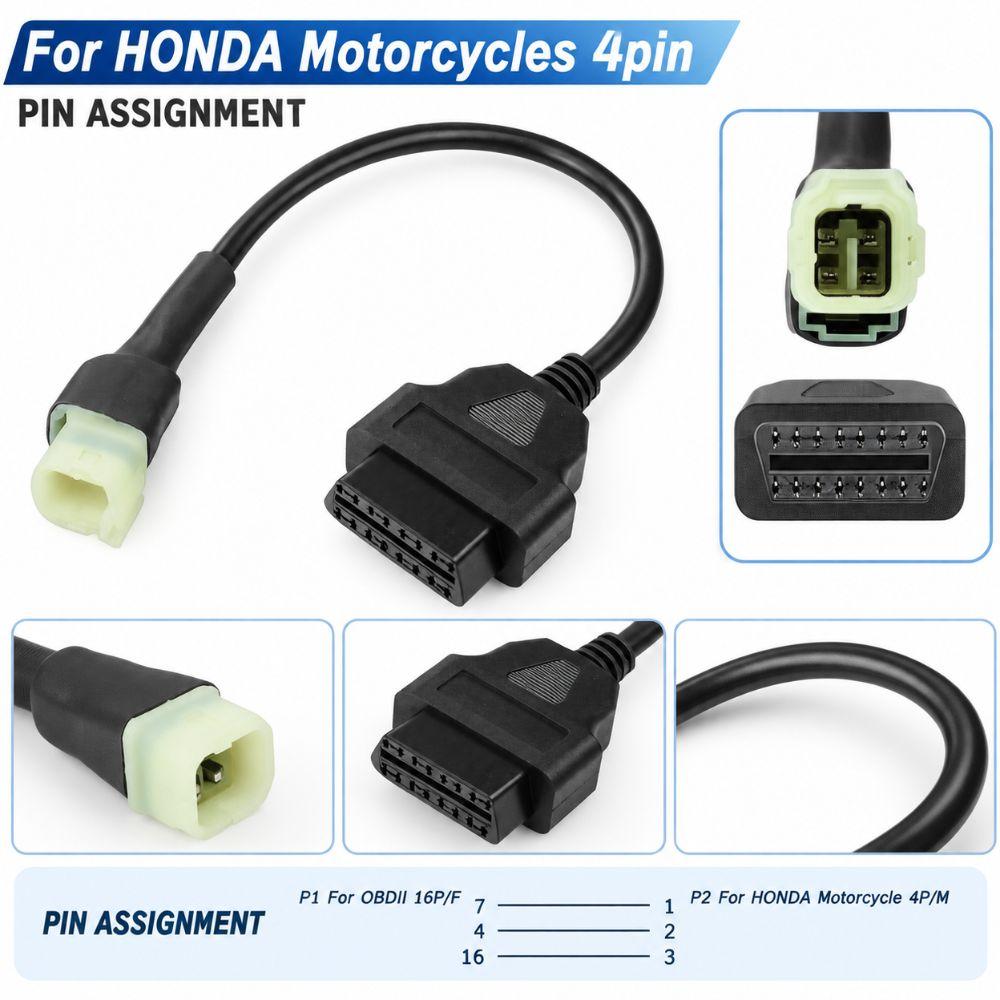 4PIN Male OBD2 Connector Cable Extension Cable Male To Female OBD2 Cable For Honda Motorcycles