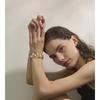 Yhpup 65mm Elegance Simulated Pearls Layered Hollow Cuff Bracelet Bangle 18K Gold Color Stainless Steel Chic Wrist Jewelry