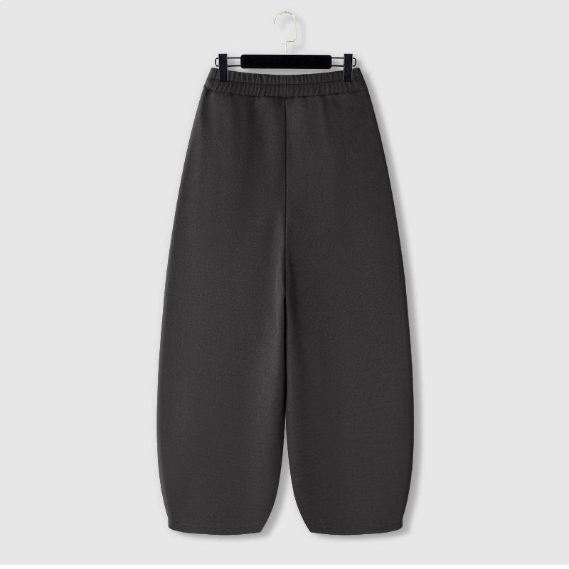 Spring & Autumn High-Waisted Knit Woolen Harem Pants - Slimming, Casual, Wide-Leg, Cropped Women's Pants