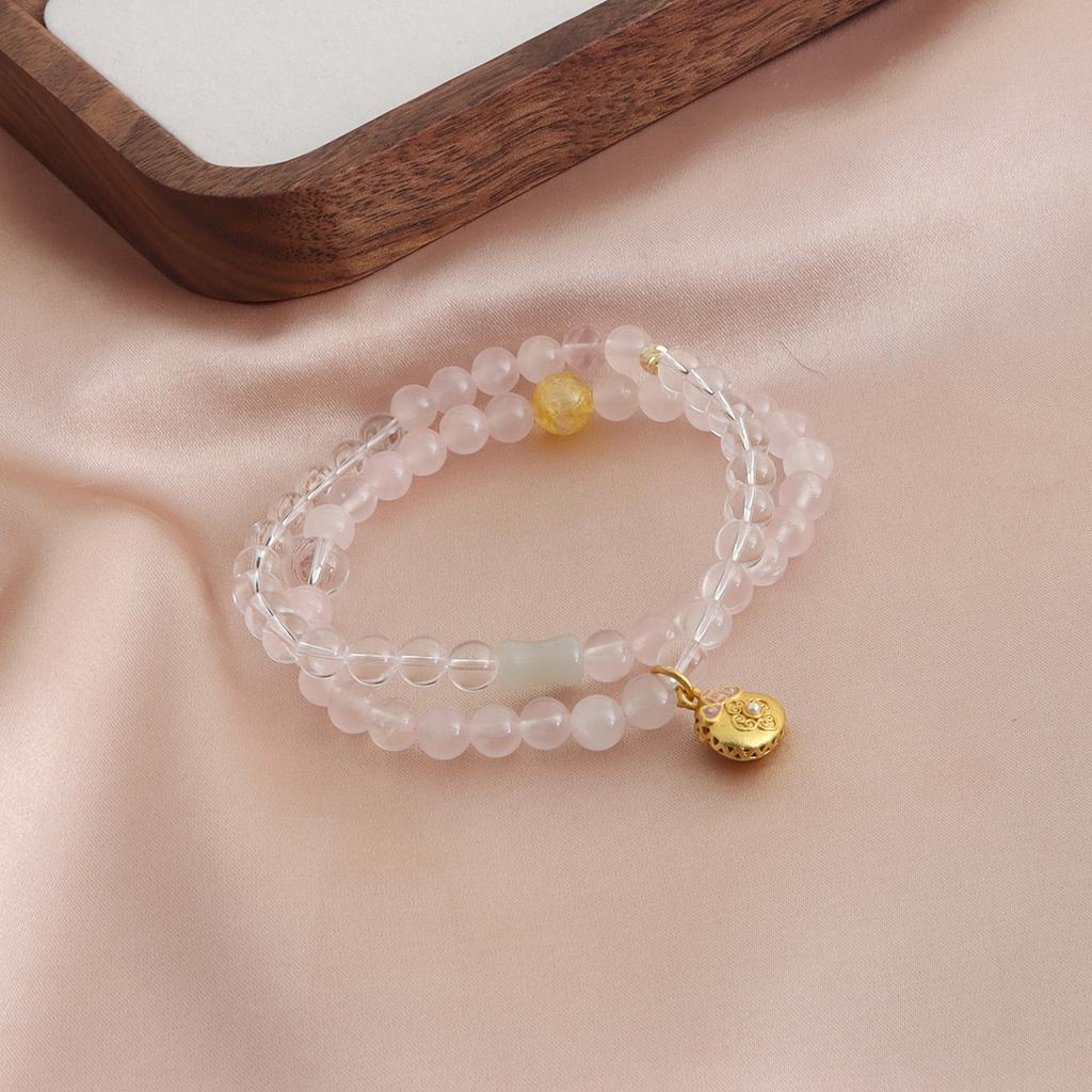 Bracelet Natural Shoushan Stone Tianshan Green Lotus Pod Safety Buckle Crystal Bracelet Double Layer Dopamine