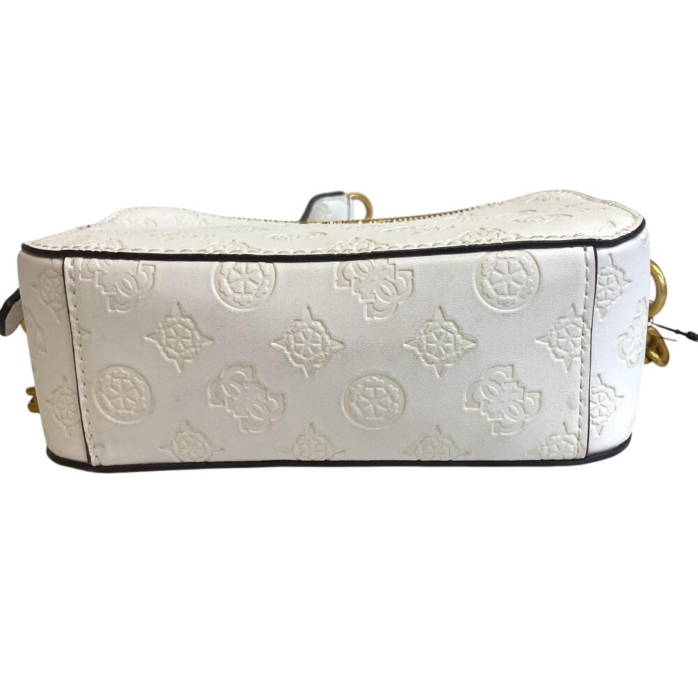 Guess Compact Leather NOELLE Crossbody Camera Body Bag White Leather Women Used