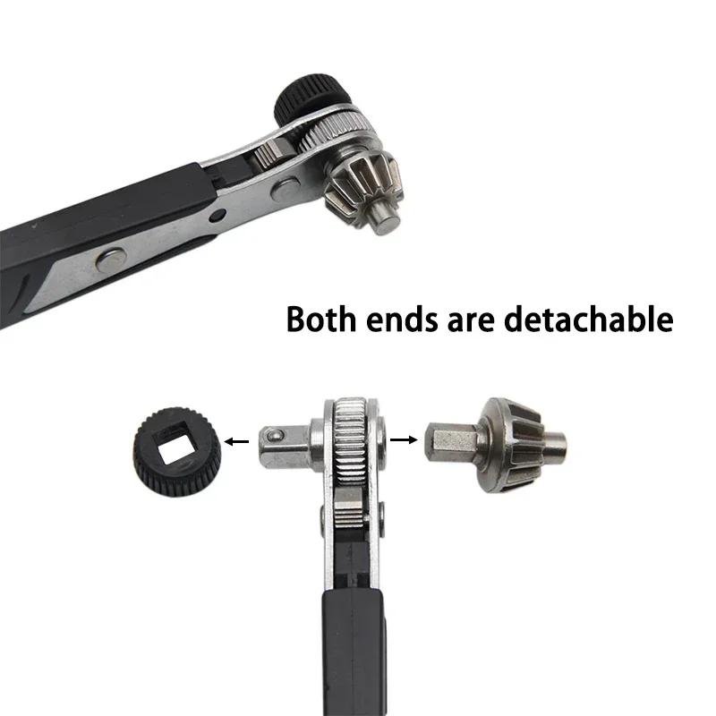 2-in-1 Multi-Functional Drill Chuck Detachable Black Screwdriver Two-Way Ratchet Square Head Wrench Tool Home Repair