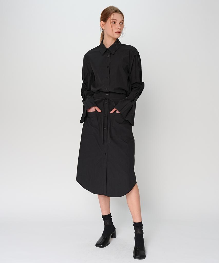 PAUL&ALICE Pleats Sleeve Shirt / Black
