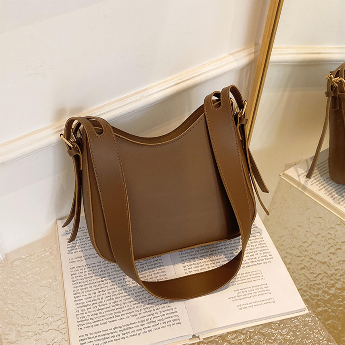 

Женская минималистская сумка через плечо, однотонная, большая вместимость, легкая сумка на молнии для повседневного использования, поездок на шопинг