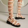 New  Shoes Cross-strap High-top Sandals Retro Roman Shoes Platform Thick Heel Rear Zipper Cool Boots