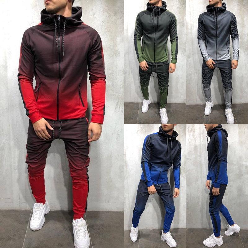 Premium Mens 2pc Tracksuit Set Hoodie And Joggers With Slim Fit And Zip Pockets
