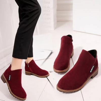 Autumn and Winter New Martin Boots Women's Side Zipper Short Boots Women's Low Heel Low Tube Student Women's Boots. Size 4 Is In Stock.