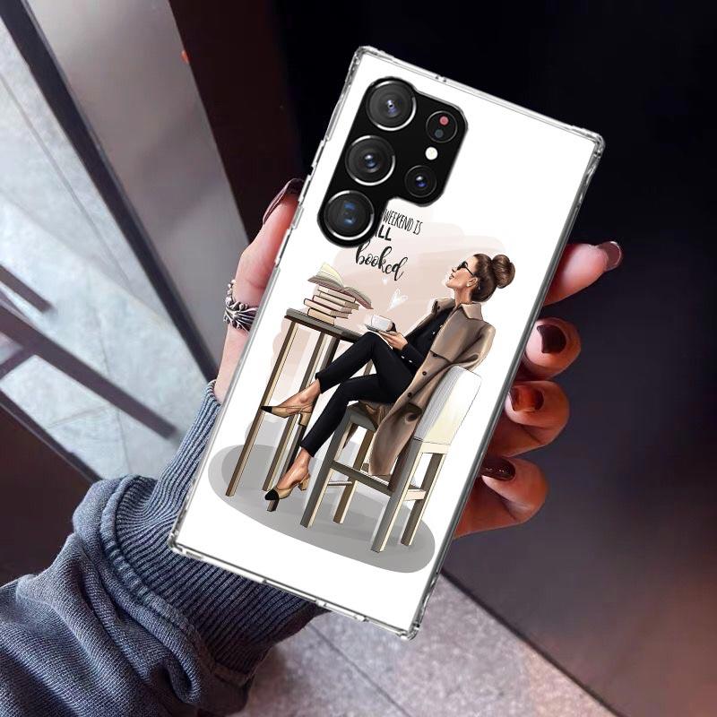 Girl Boss Weiblich Kaffee Handyhülle Für Samsung Galaxy S23 S24 S25 Edge S26 Ultra S22 + S21 Plus S20 FE Hülle Silikon Druck Shel
