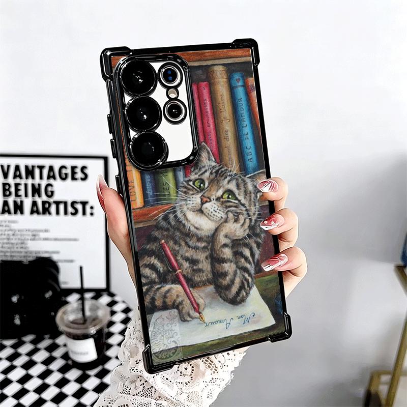 Funny Cats Fashion Style Plating Phone Case For Samsung Galaxy S24 S25 FE S26 Edge S23 Ultra S22 S21 Plus S20 Anti-Fall Airabag