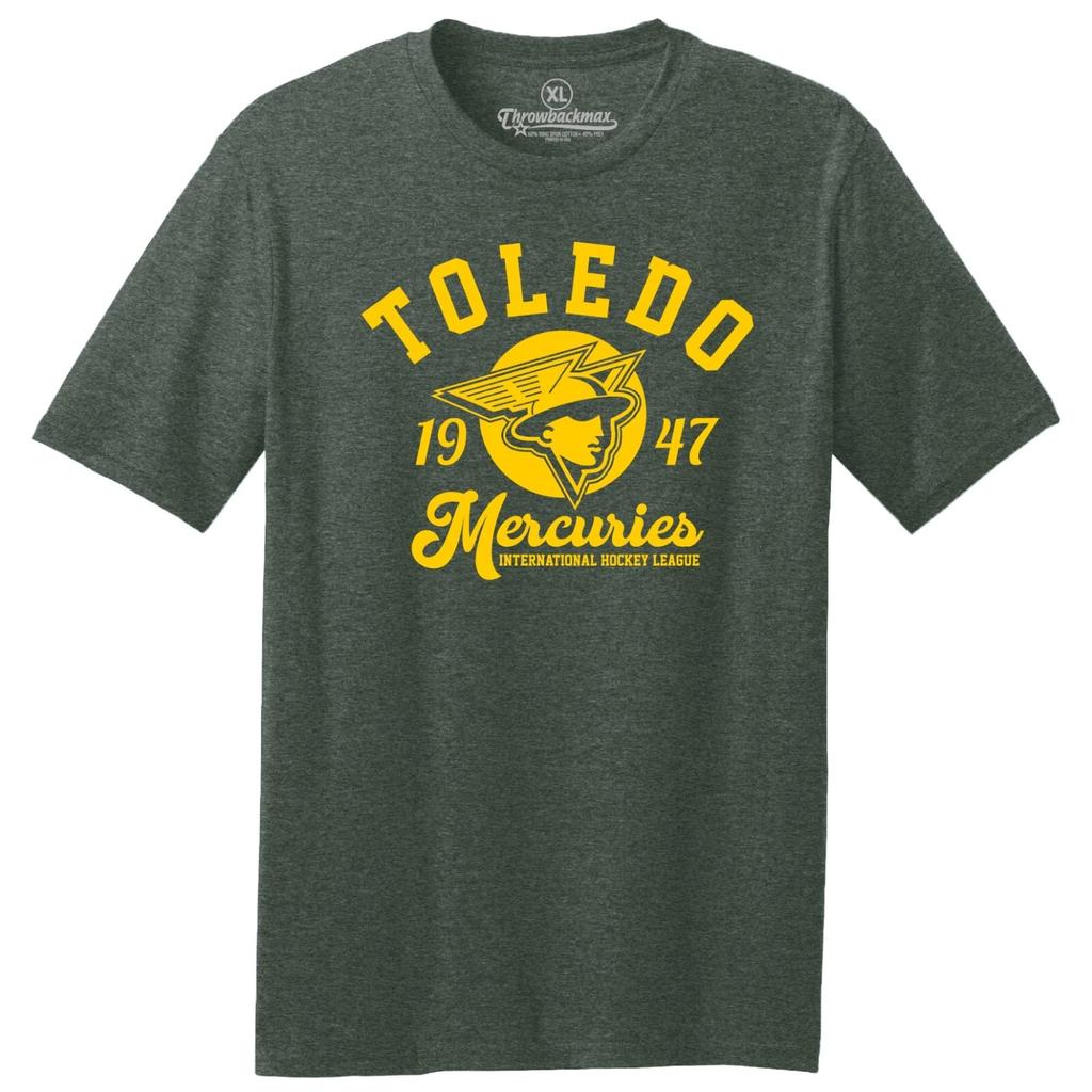 Toledo Mercuries 1947 IHL Hockey TRI-BLEND Tee Shirt - Columbus Blue Jackets