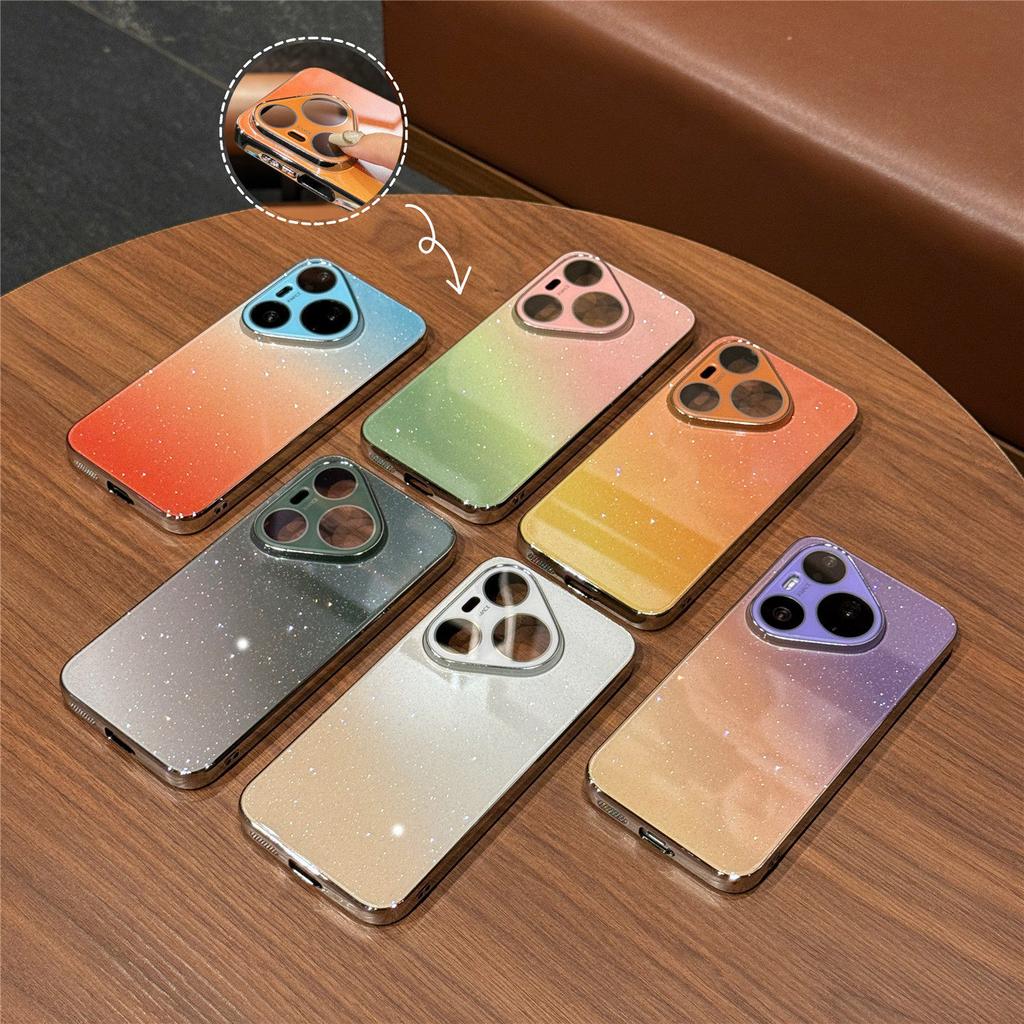 Gradual change glitter high aluminum glass suitable for Huawei Pura11Pro mobile phone case new female p11 with lens film anti-drop