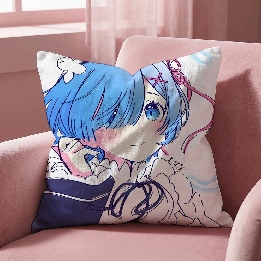 R-Re Zero ANIME Cushion Cover Multi-Scene Pillow Cover for Home & Car - Reversible, Soft & Durable for Daily Use