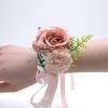 1PC Suit Corsage Pins Elegant Corsage Bracelet Wedding Non-Fading Silk Rose Bridesmaid Wrist Flower Groom Boutonnier