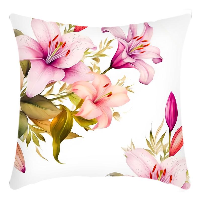 Fashionable Spring Flower Spring Elements Pillow Cover Linen Flower Cushion Pillow Cover