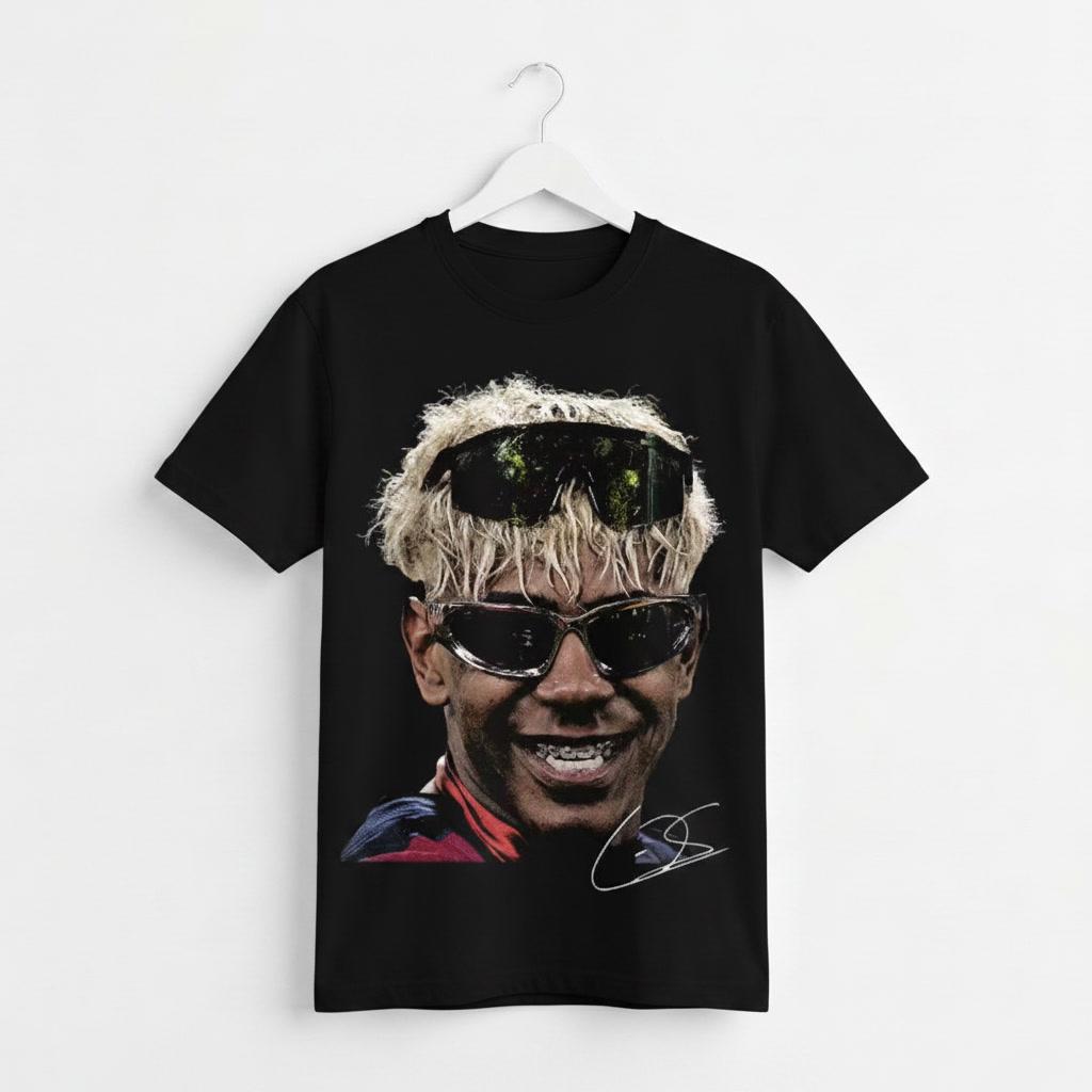 Men's Women's Oversized Cotton T-shirt with a Print of the Collage of Soccer Player Lamine Yamal, Round Neck, Short Sleeve, Street Fashion