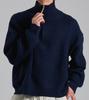 Beoteunseoul Loose Fit Half-Zip High-Neck Knit (Navy)