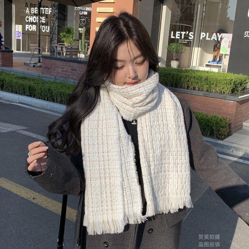 Xiaoxiangfeng Elegant Autumn and Winter New Imitation Cashmere Fringed Scarf Winter Korean Version of High-end Versatile Knitted Scarf Tide