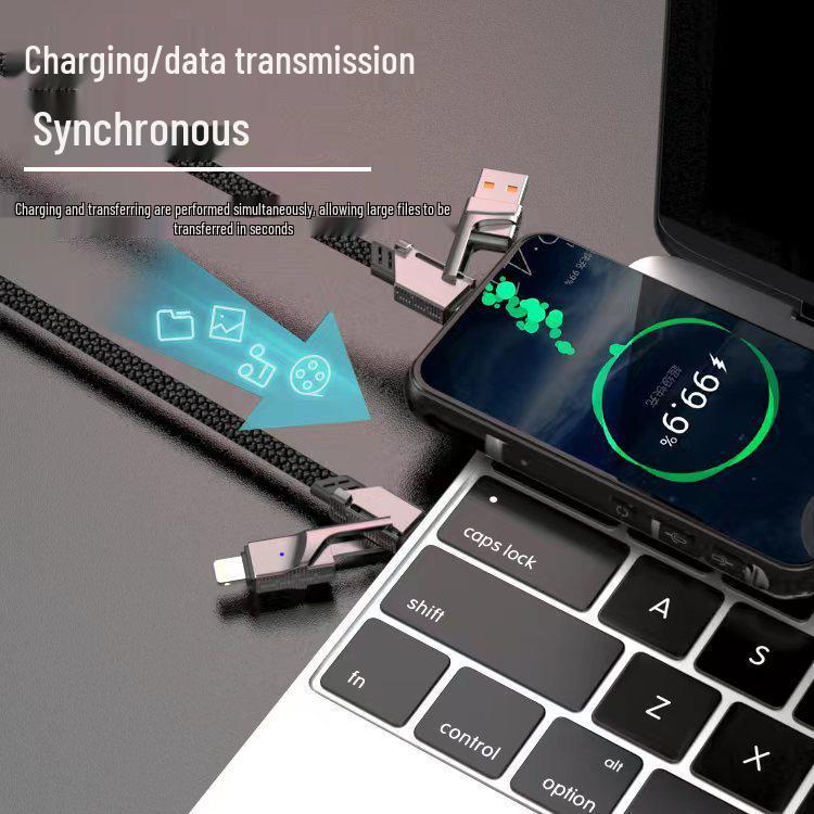 Zinc Alloy Braided 4-in-1 Type-C PD Fast Charging USB Cable