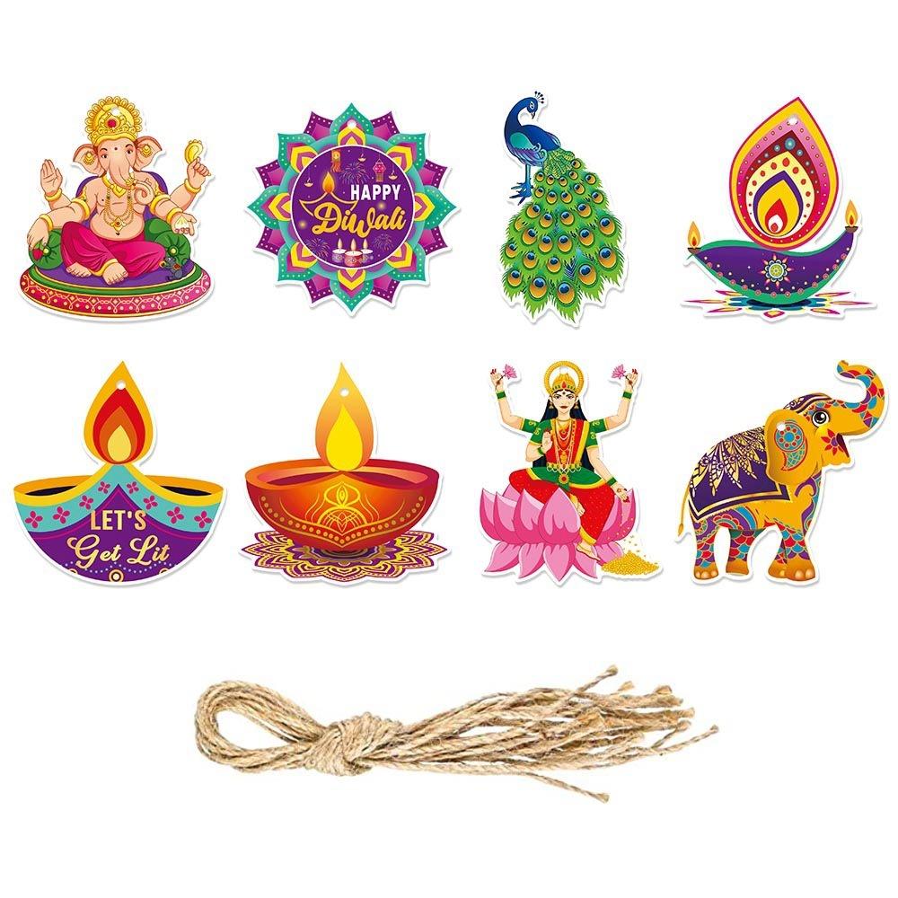 Mode DIY Diwali Dörrhänge Hängen Papper Glad Diwali Väggdekorationer Diwali Hängande Prydnad Deepavali Festival