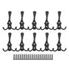 10pcs Black Coat Hooks Wall Mounted Zinc Alloy Utility Hook Set with 20pcs Screws for Bag
