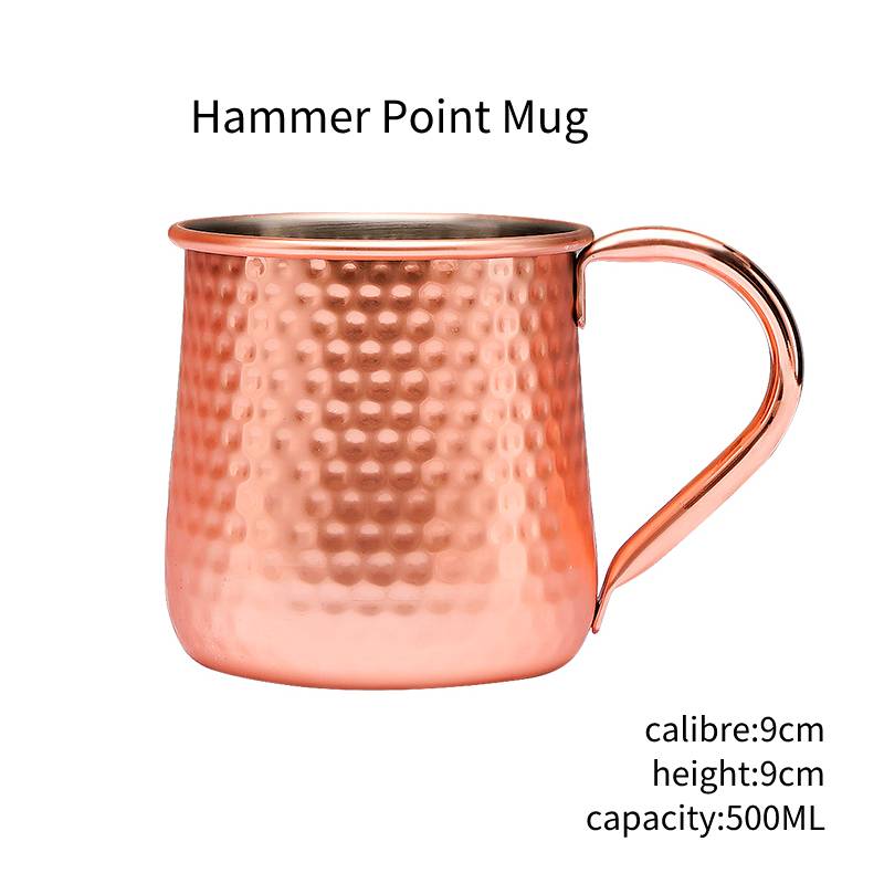 304 Stainless Steel Bartender Cocktail Cups Moscow Mule Mugs Hammer Point Bar Tools for Home Party Beer Mug 500ml