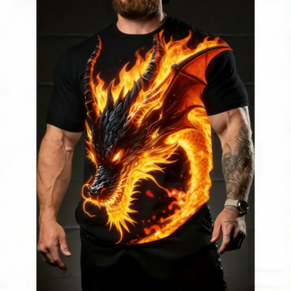 Fashion Summer Men's T-Shirt Dragon Pattern 3D Print Tees Top Hip Hop Loose Short Sleeve Streetwear Vintage Oversized Women T-shirt