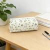 Pencil Case Green Kitten Print Large Capacity Stationery Organizer Smooth Zipper Closure Dirt-Resistant Canvas Makeup Bag